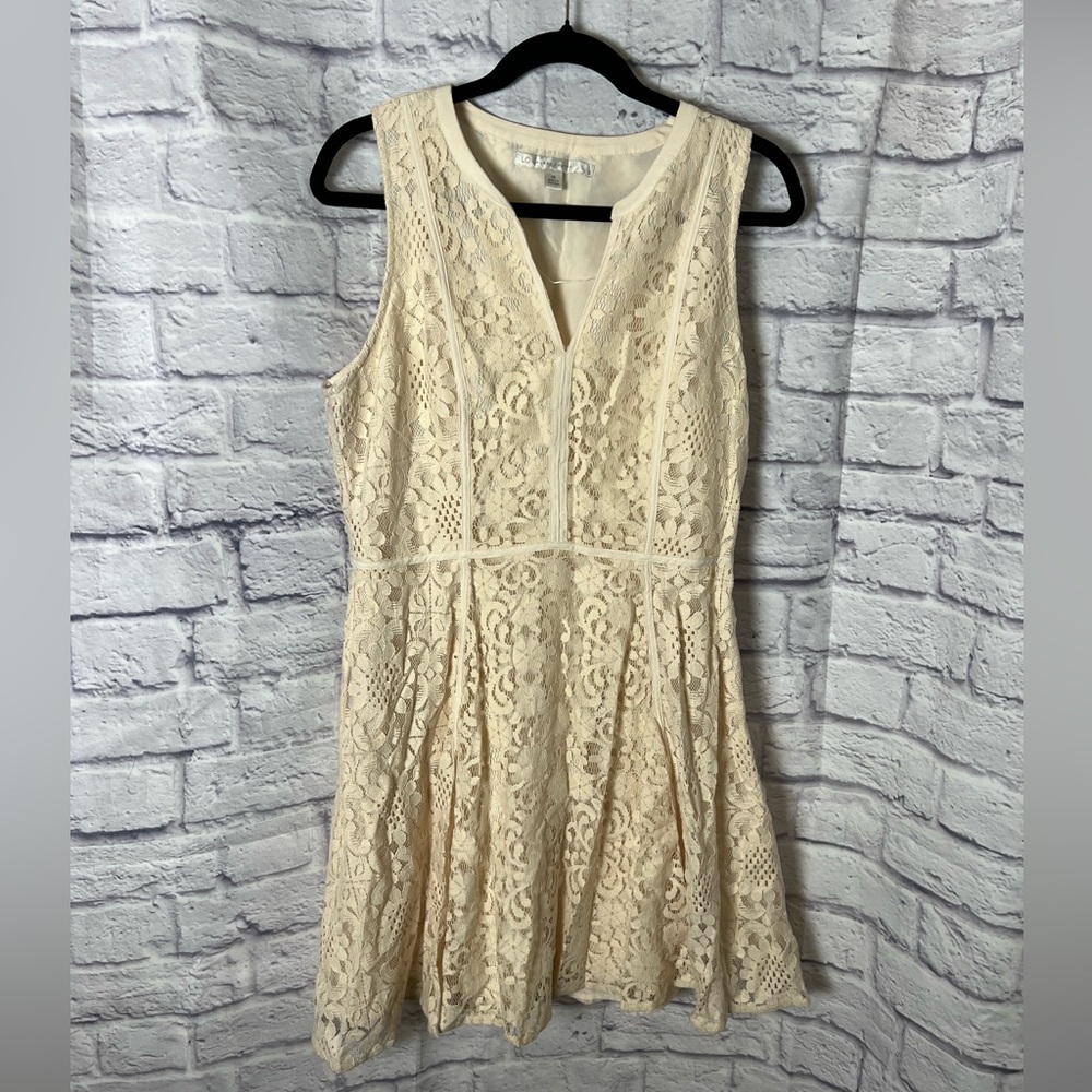 LC Lauren Conrad Cream Lace Mini Dress